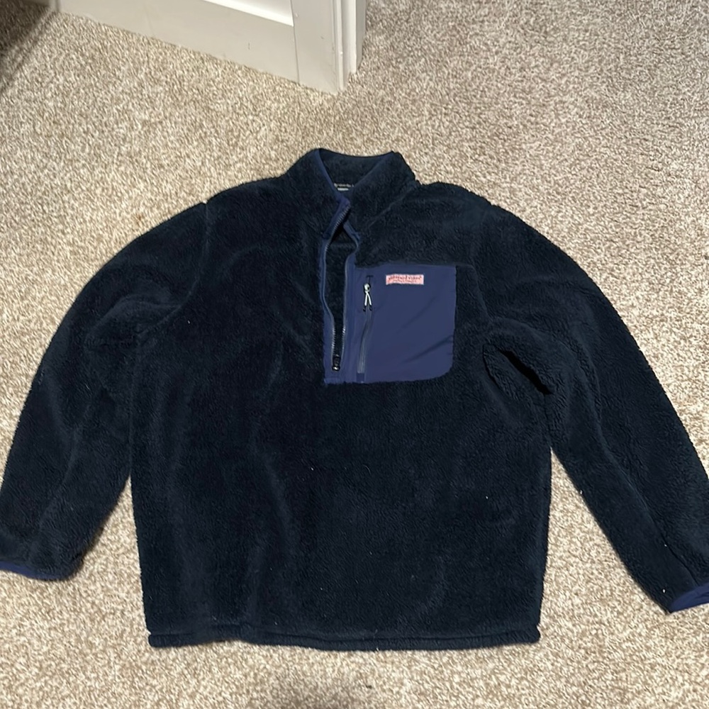 Vineyard vine plush sweater dark navy quarter zip xl